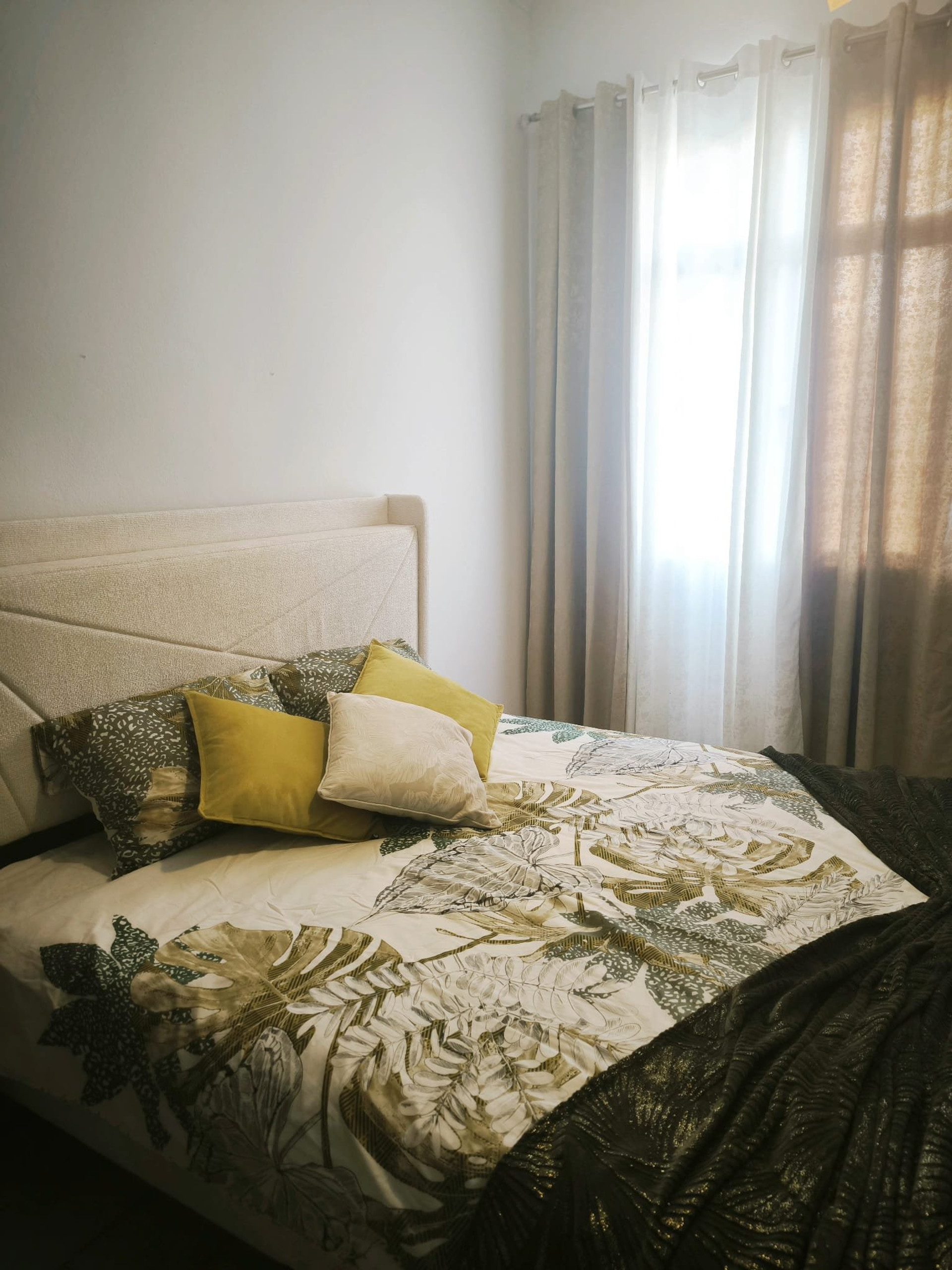 Bedroom with floral bedding