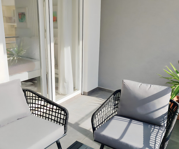 Balcony seating with plants