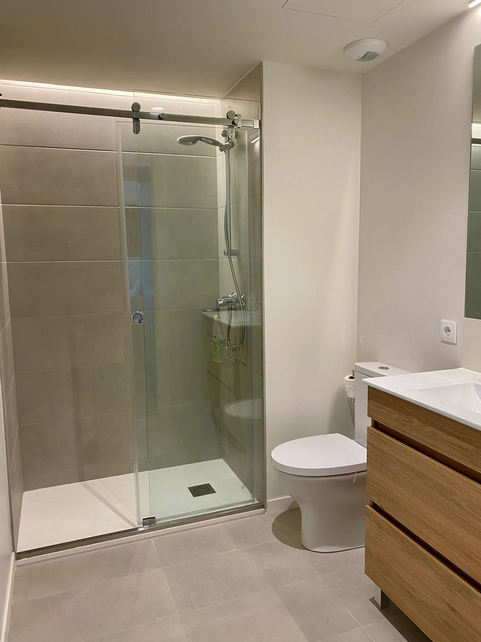 Modern bathroom with glass shower