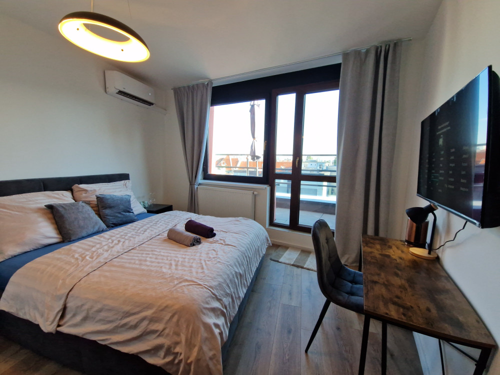 Modern cozy studio with a view of the castle in th preview