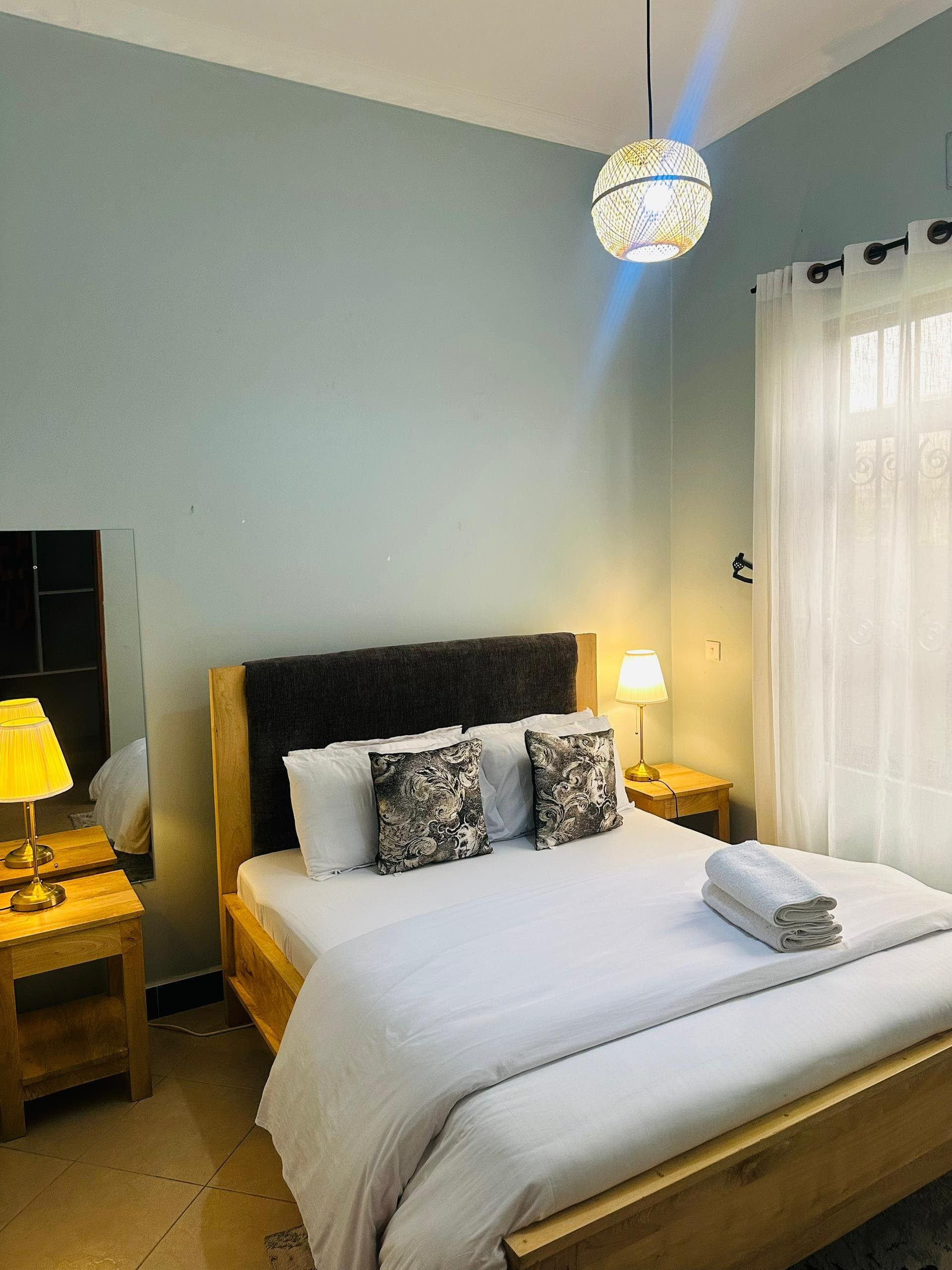 Bedroom double bed pendant light