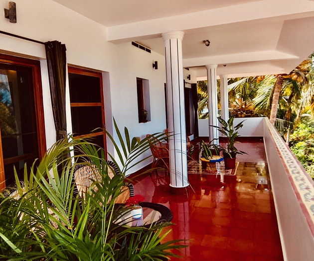Balcony with plants and seating