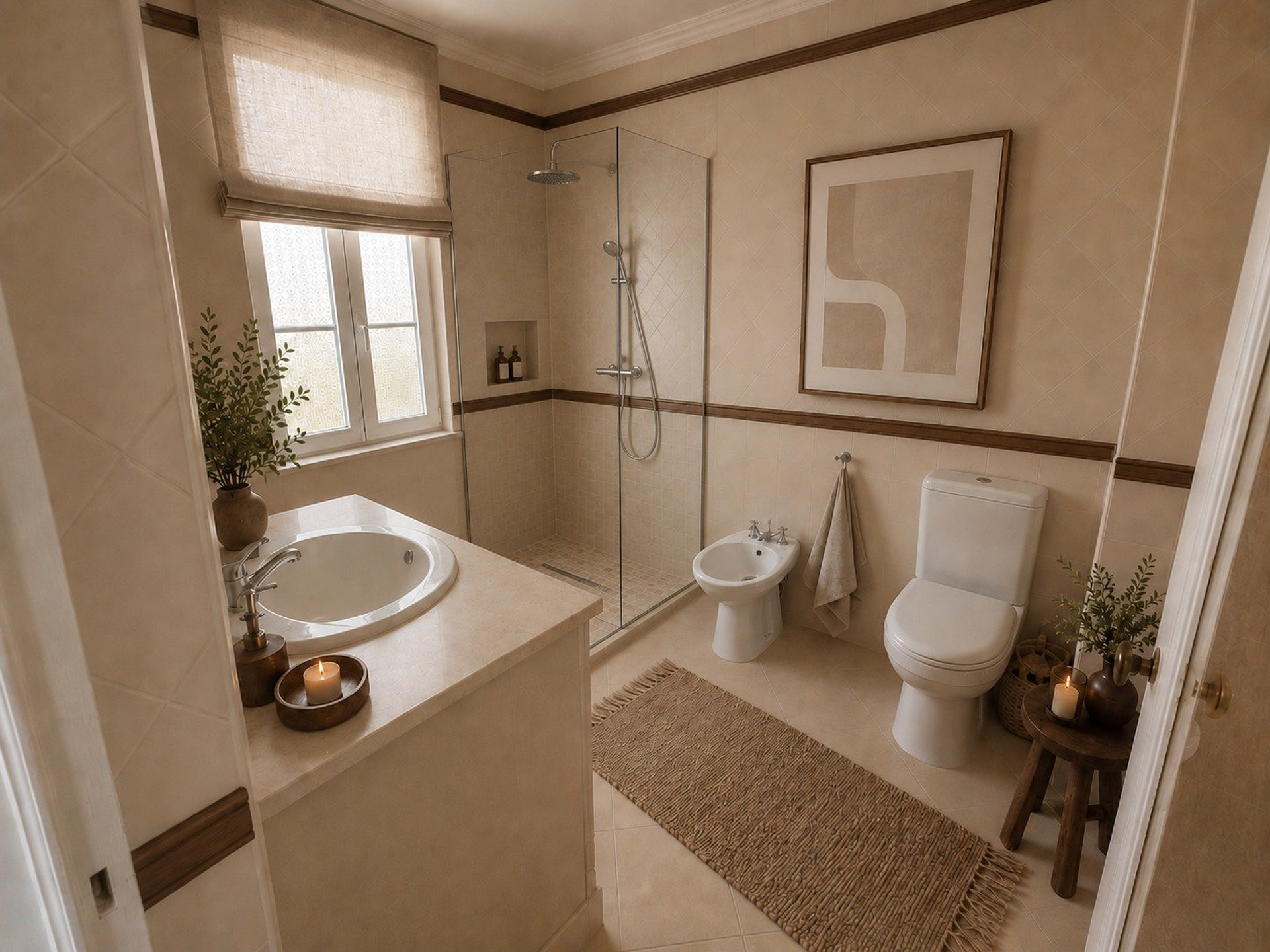 Bathroom with tub and shower