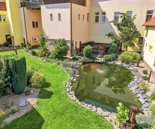 Courtyard with koi pond