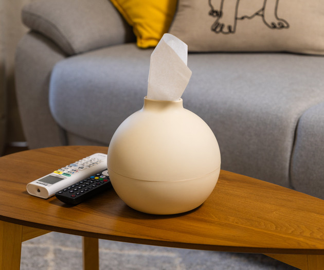 Tissue holder on coffee table