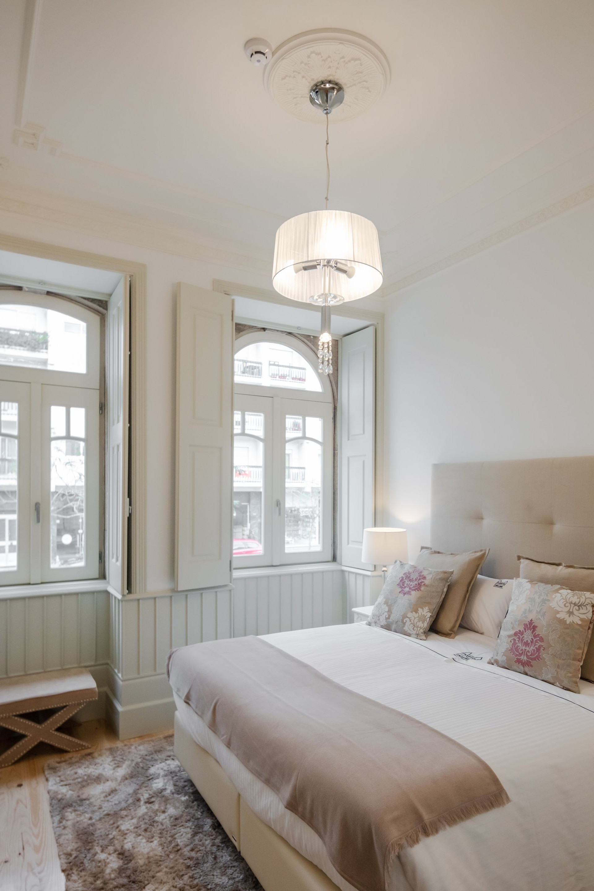 Bright bedroom with city view