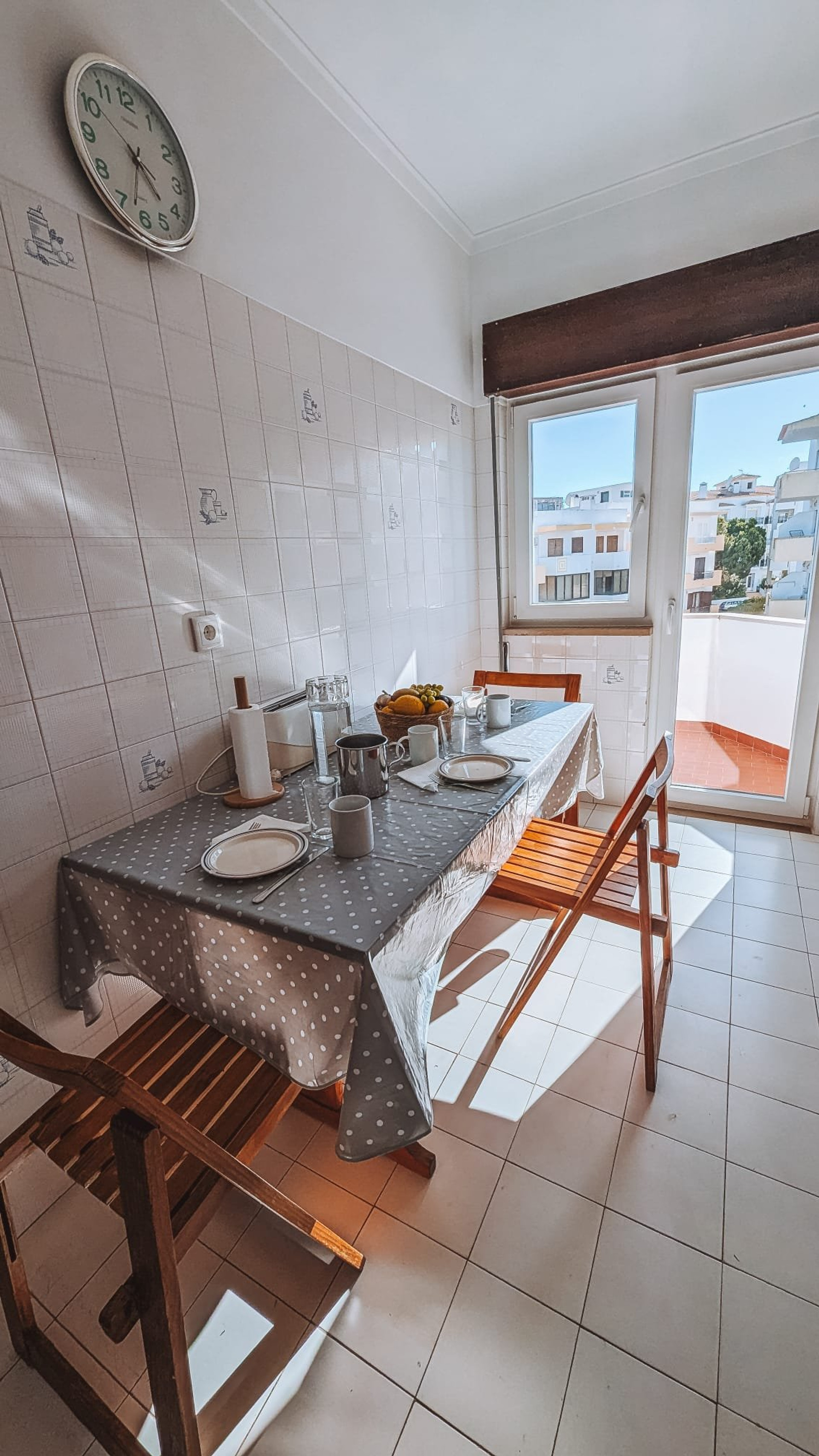 Kitchen dining table with clock