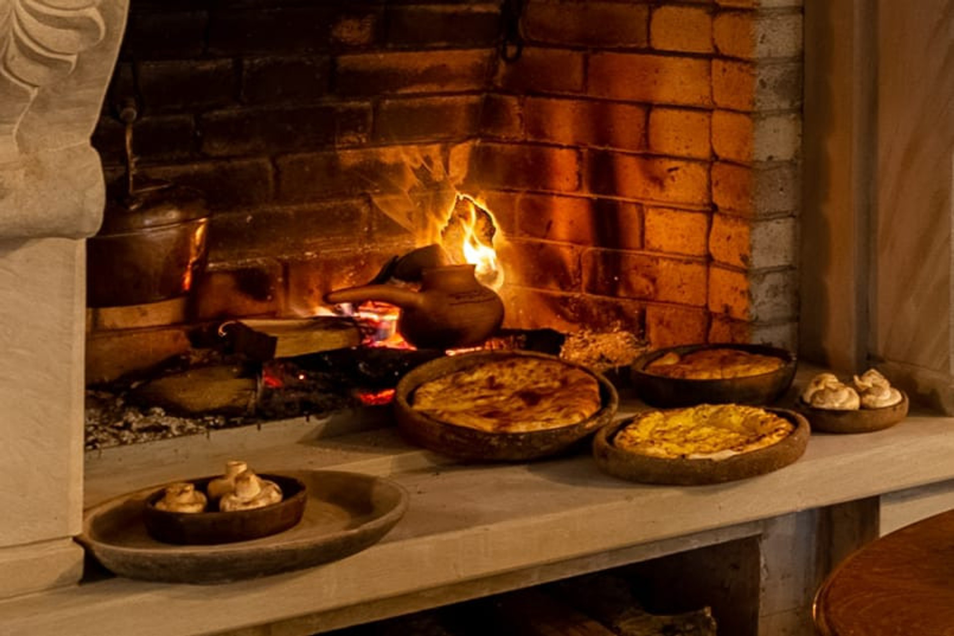 Georgian Baking at fireplace 
