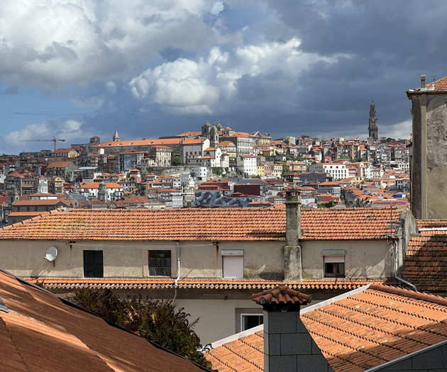 Rooftop city panorama view