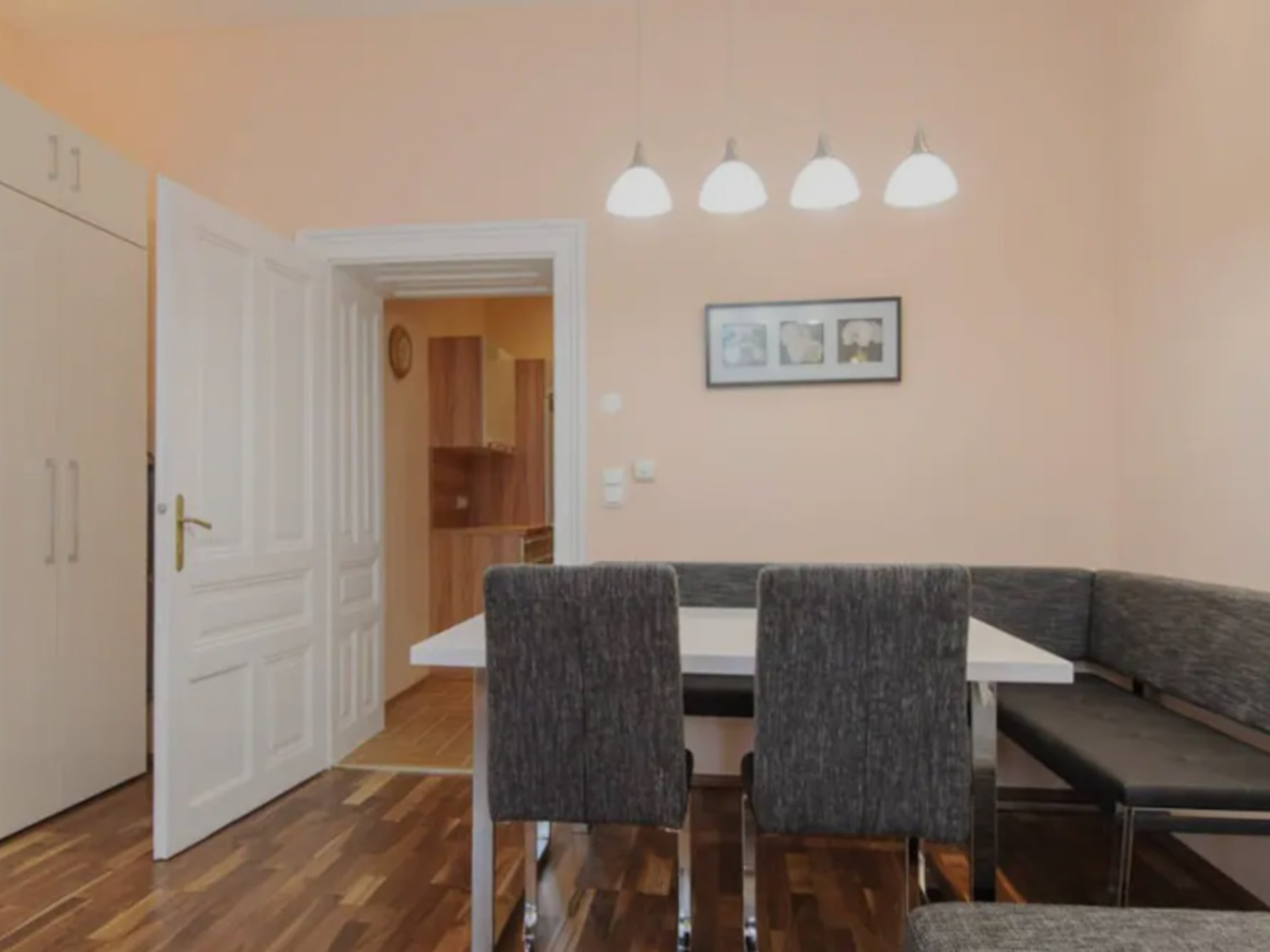 Dining area with corner bench seating