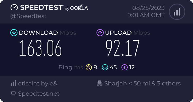 Speedtest.net result