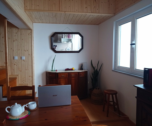 House in village close to river beach and ski