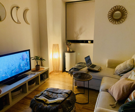 Remote work sanctuary designer flat, city center