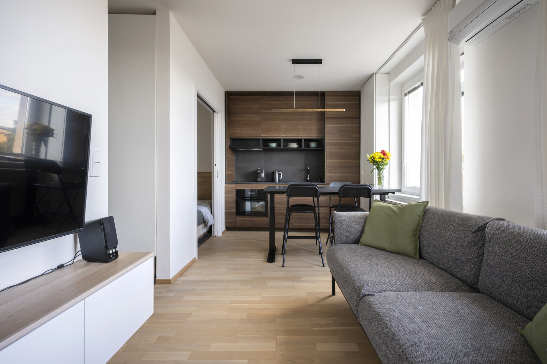 Living room open to kitchen