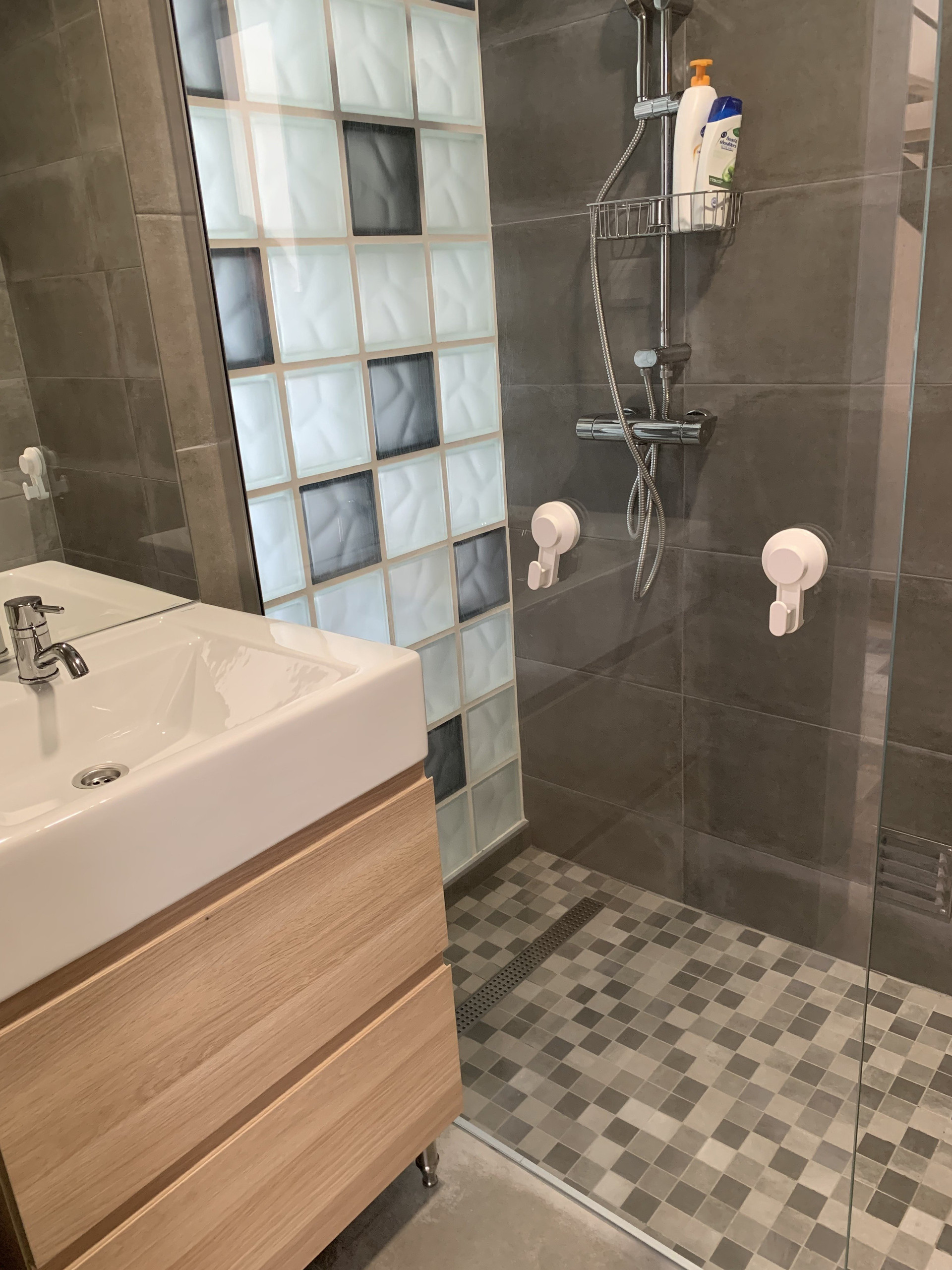 Modern bathroom with glass shower