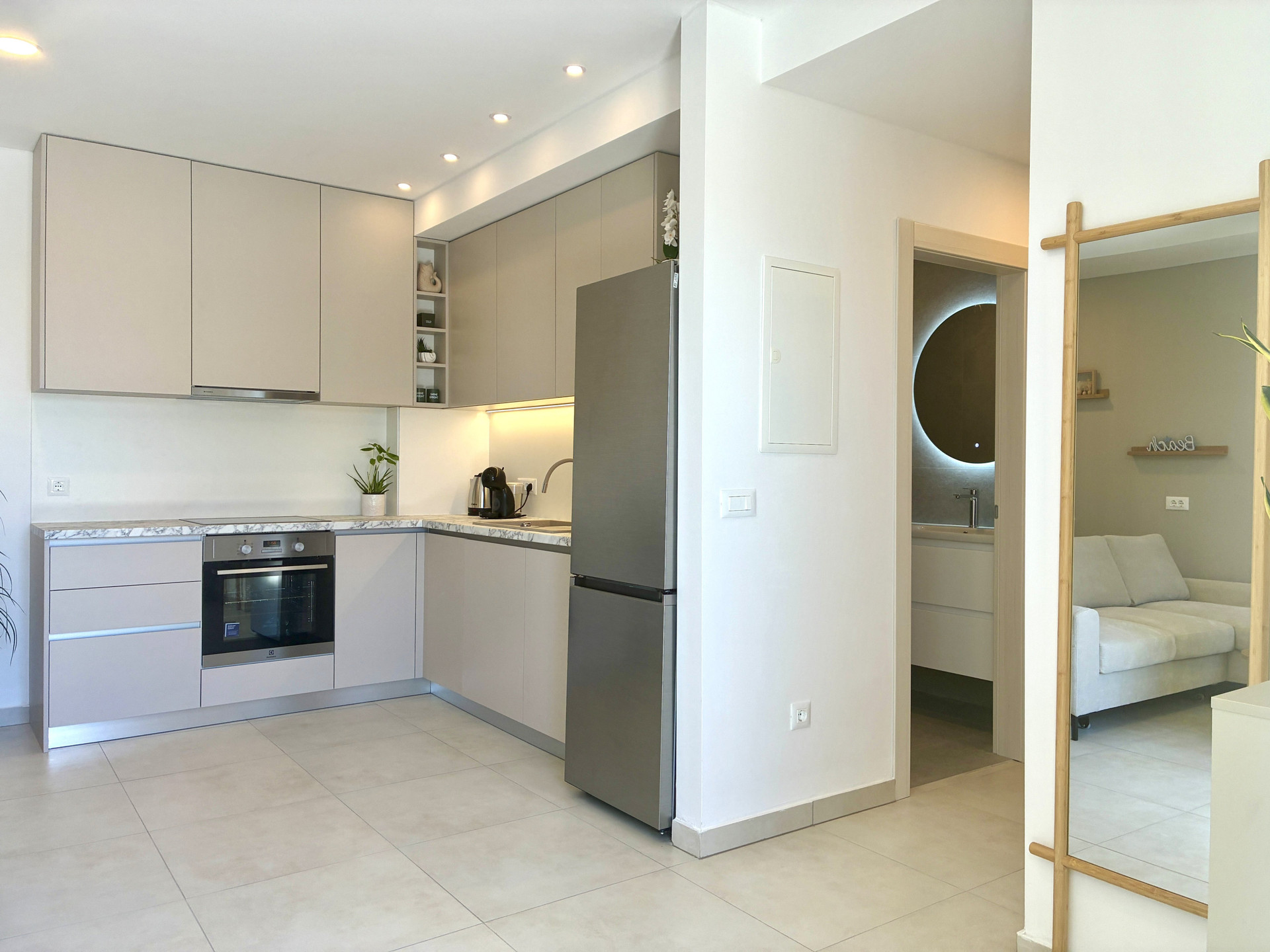 Modern kitchen open to living