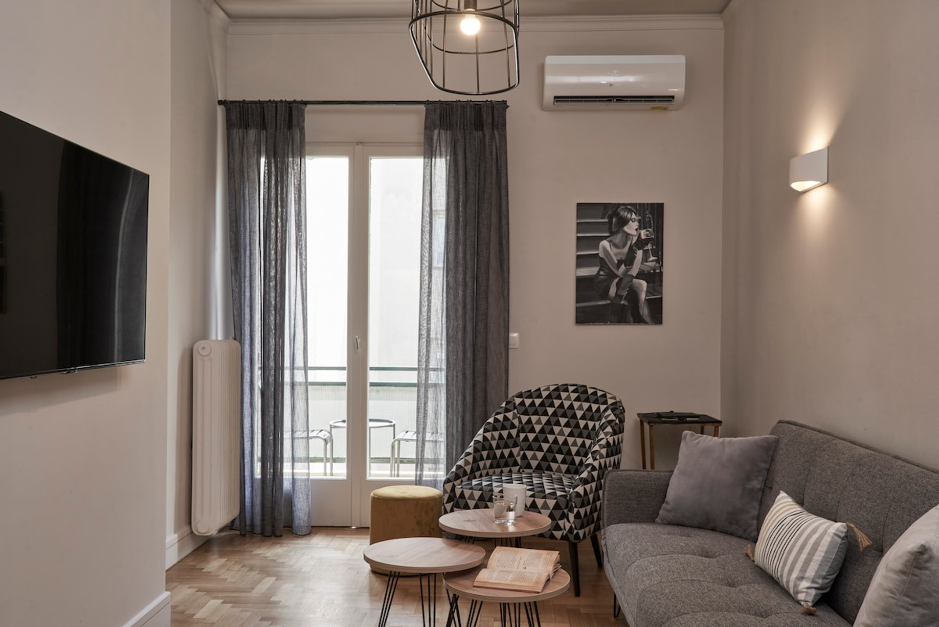 The living room with a smart TV