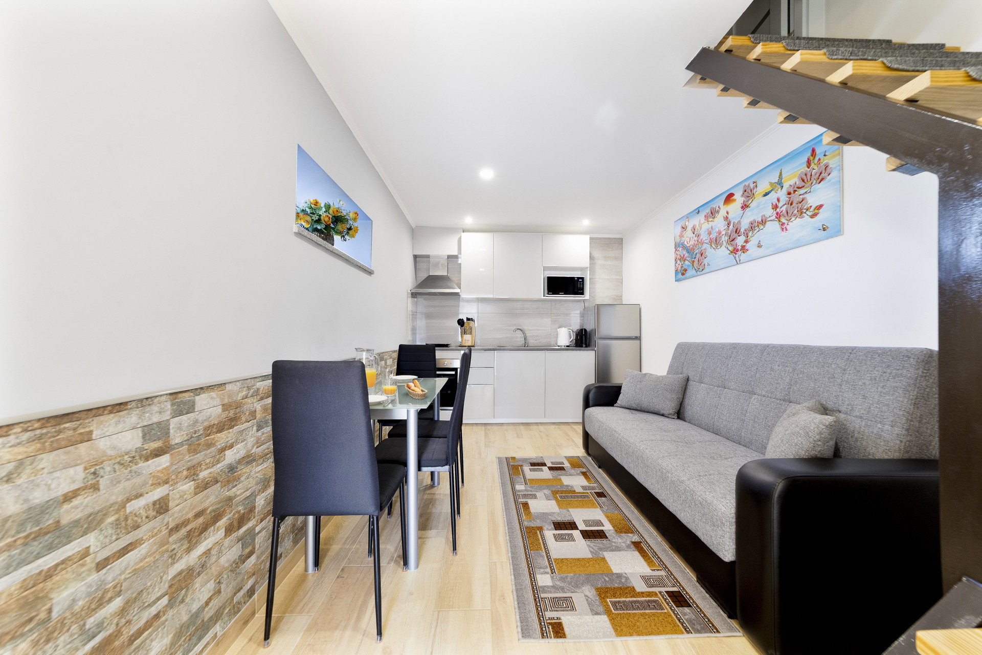 Living room with kitchen dining