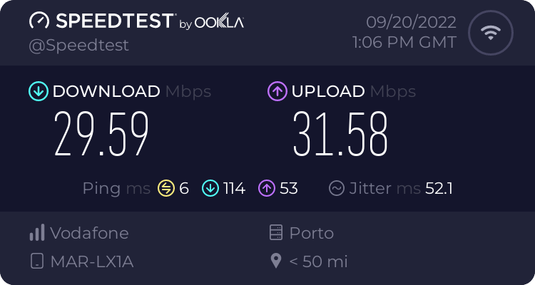 Speedtest.net result