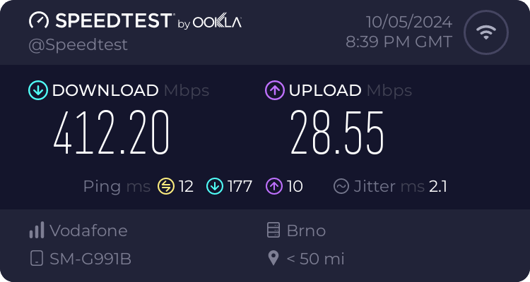 Speedtest.net result