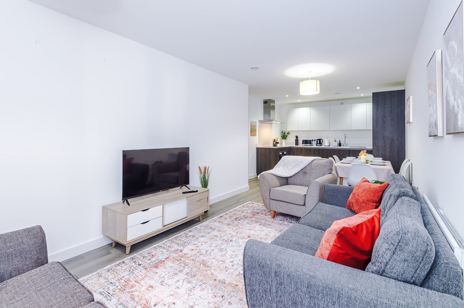 Open-plan living with TV