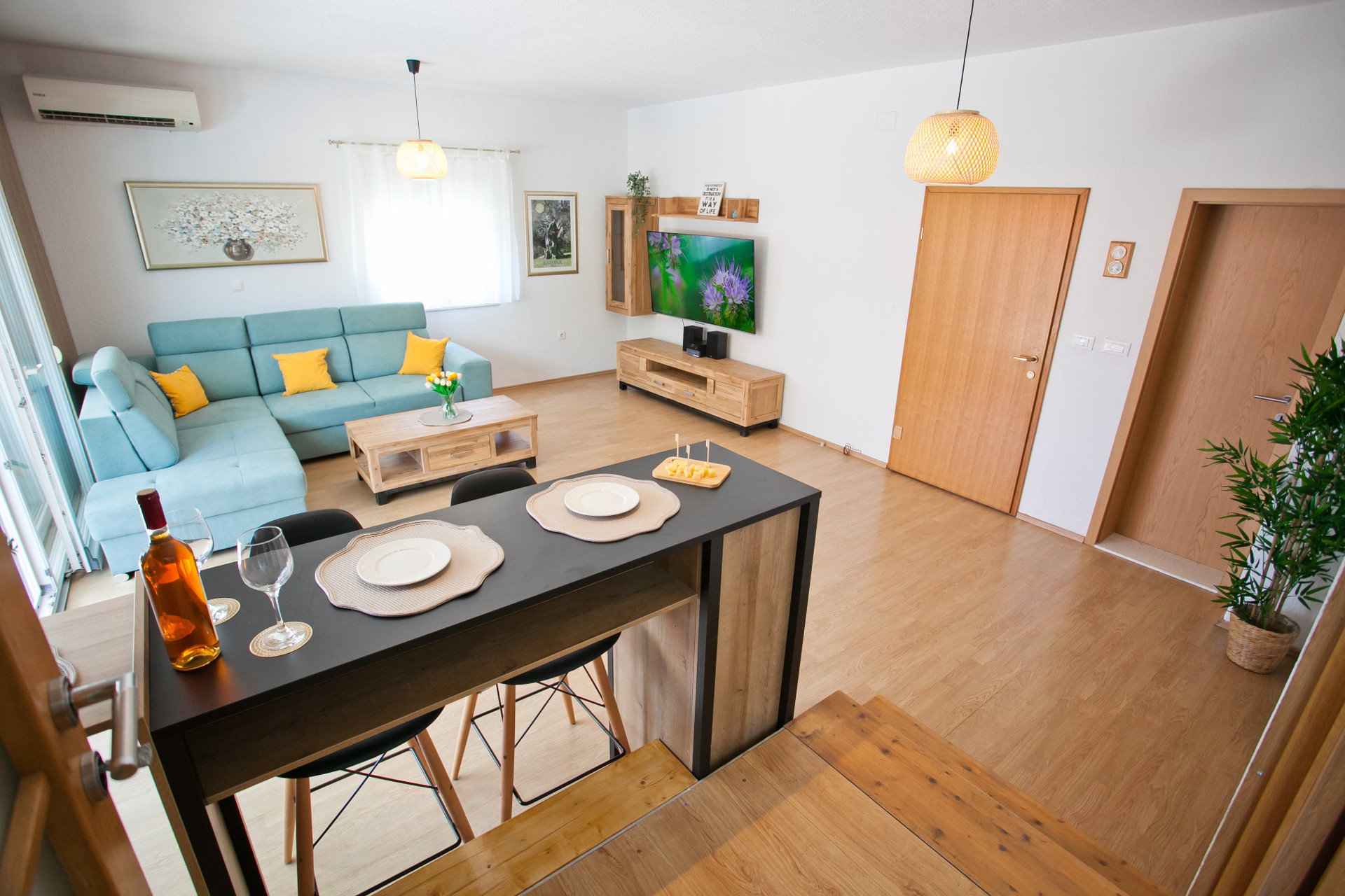 Living room with dining bar