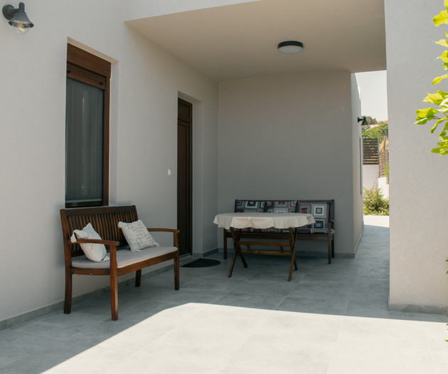 Covered patio seating area