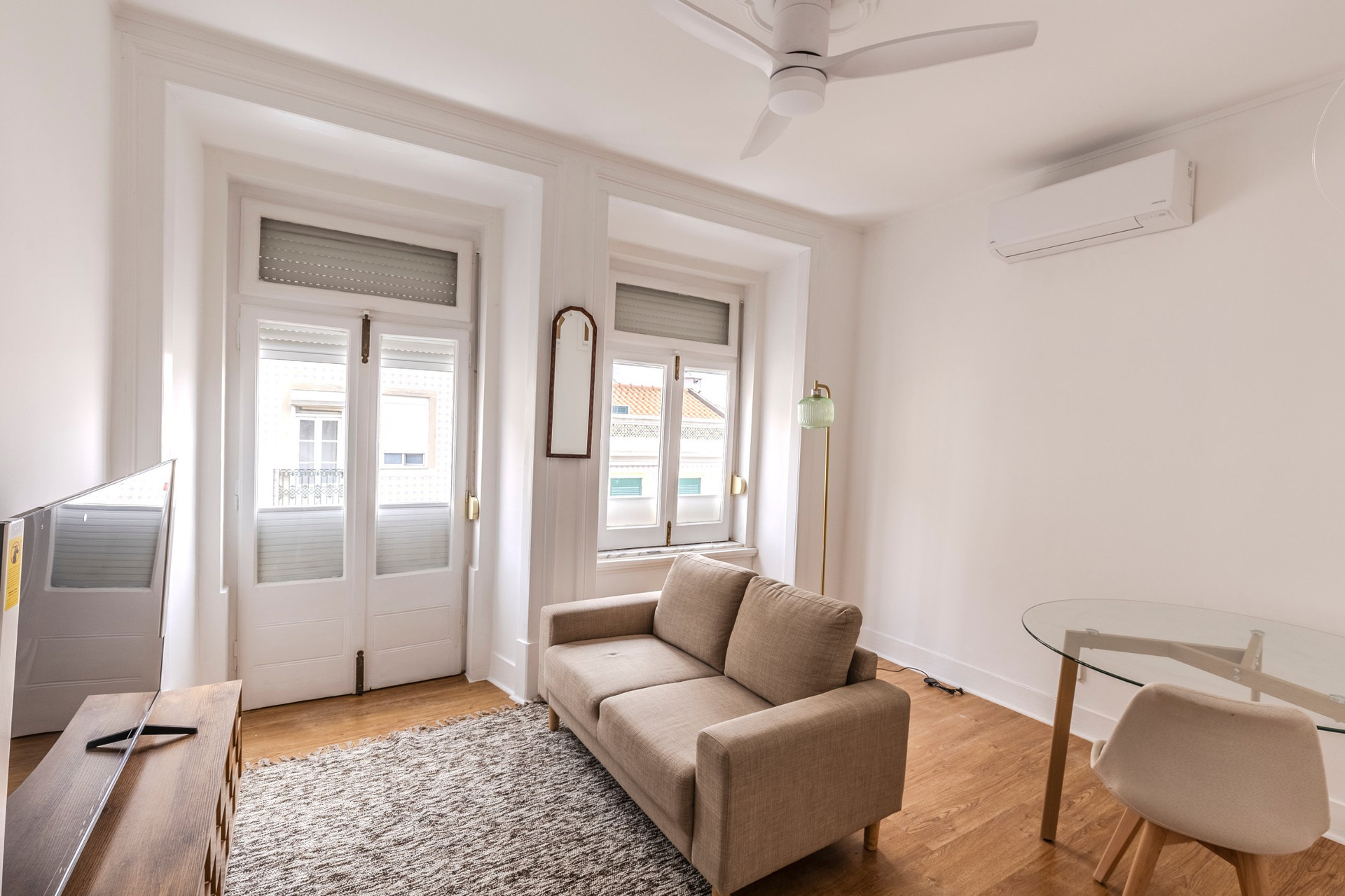 Bright living room with air conditioning
