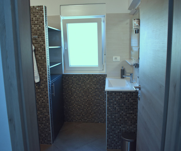 Bathroom hallway with sink