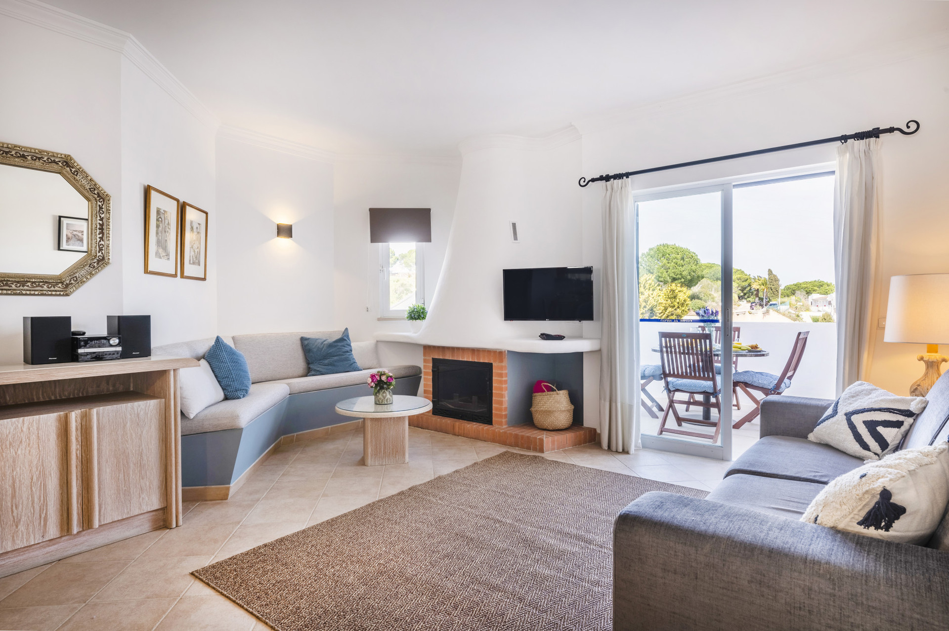 Living Room with Flat-Screen TV, Sofa-Bed and Balcony