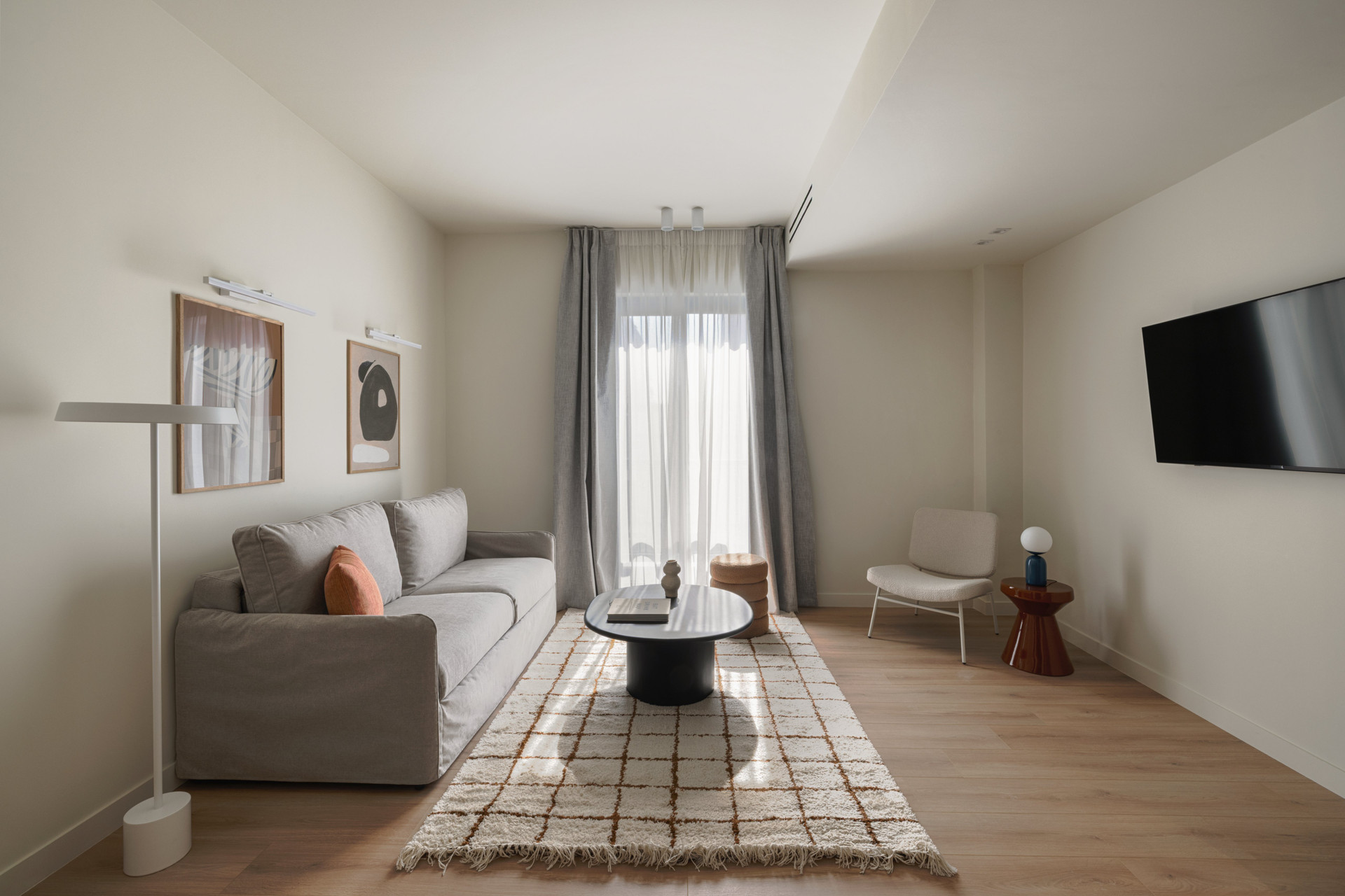 Spacious living room with TV sofa
