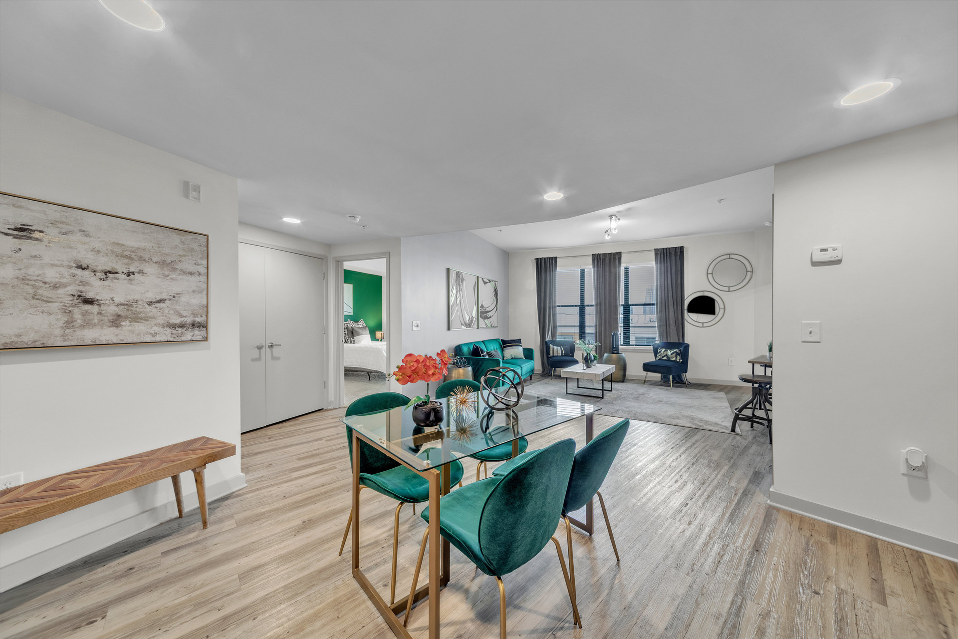 Open living and dining area