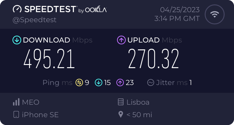 Speedtest.net result