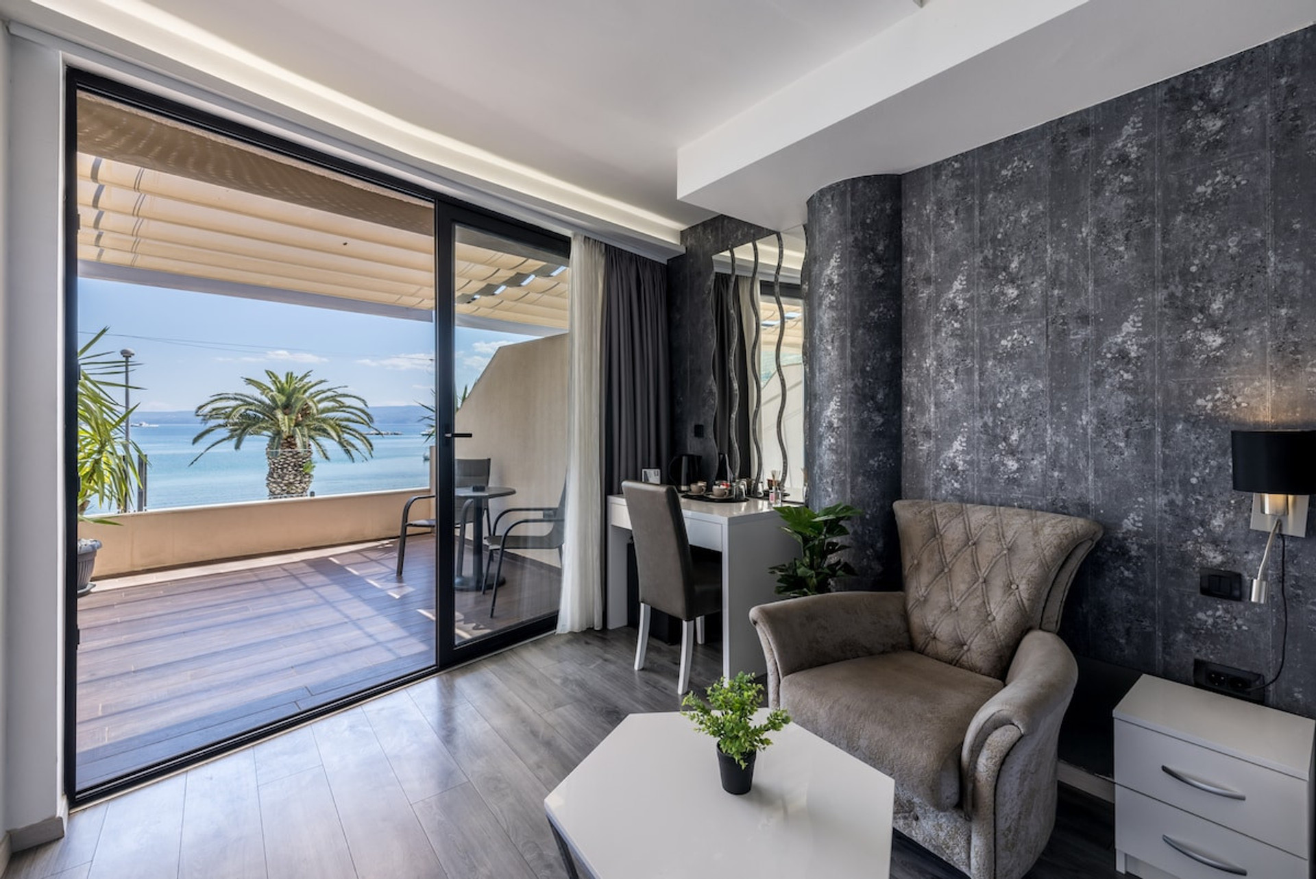 Seating area with a view.