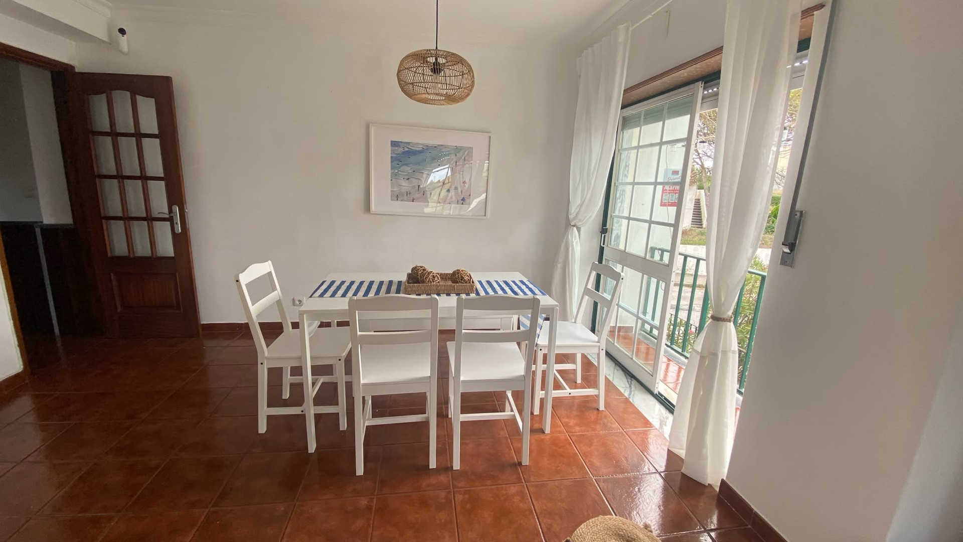 Dining area with white table
