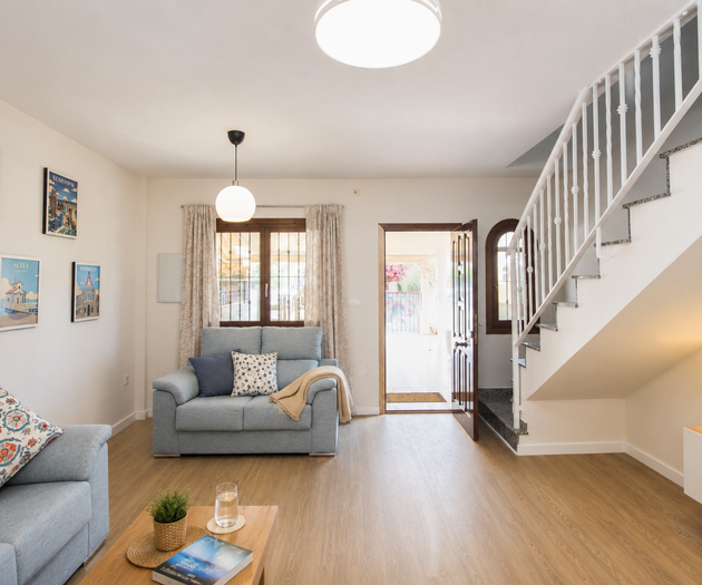Living room with staircase