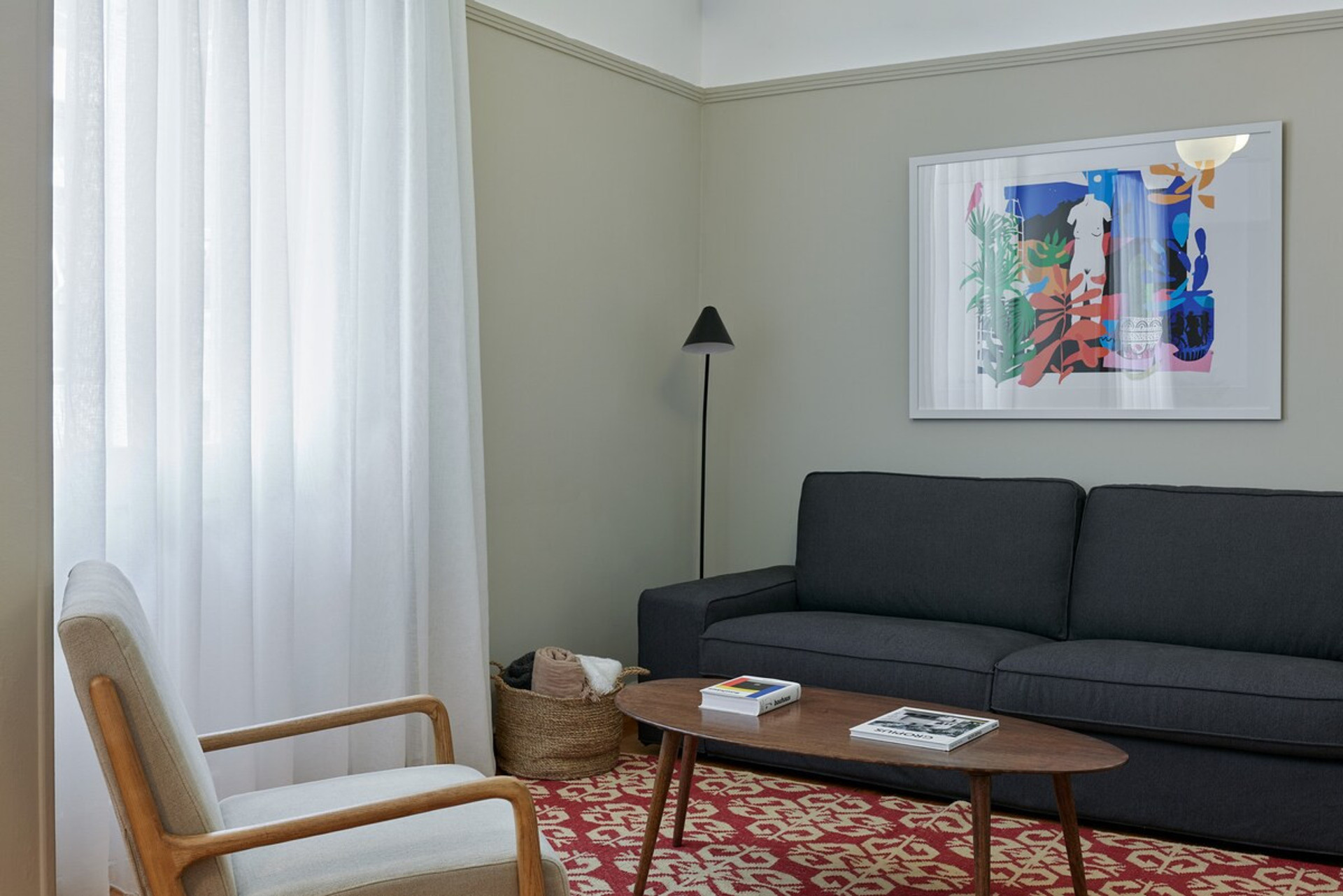 The living room's comfortable sofa