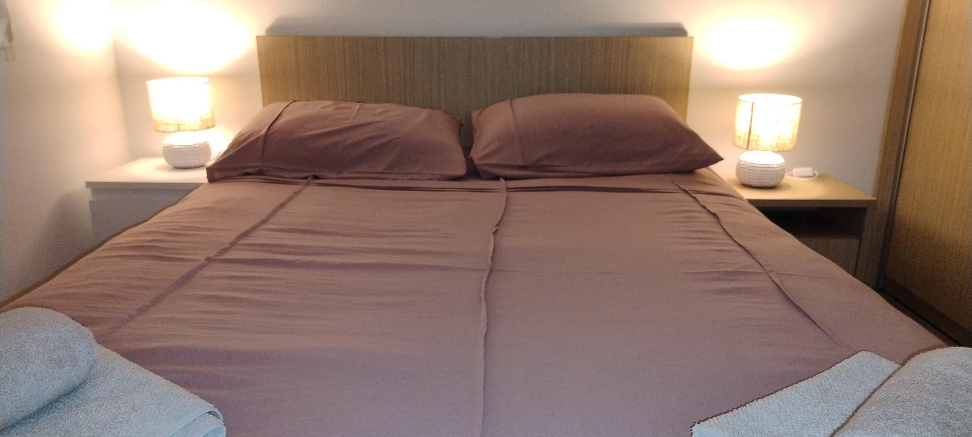 Bedroom with bedside lamps