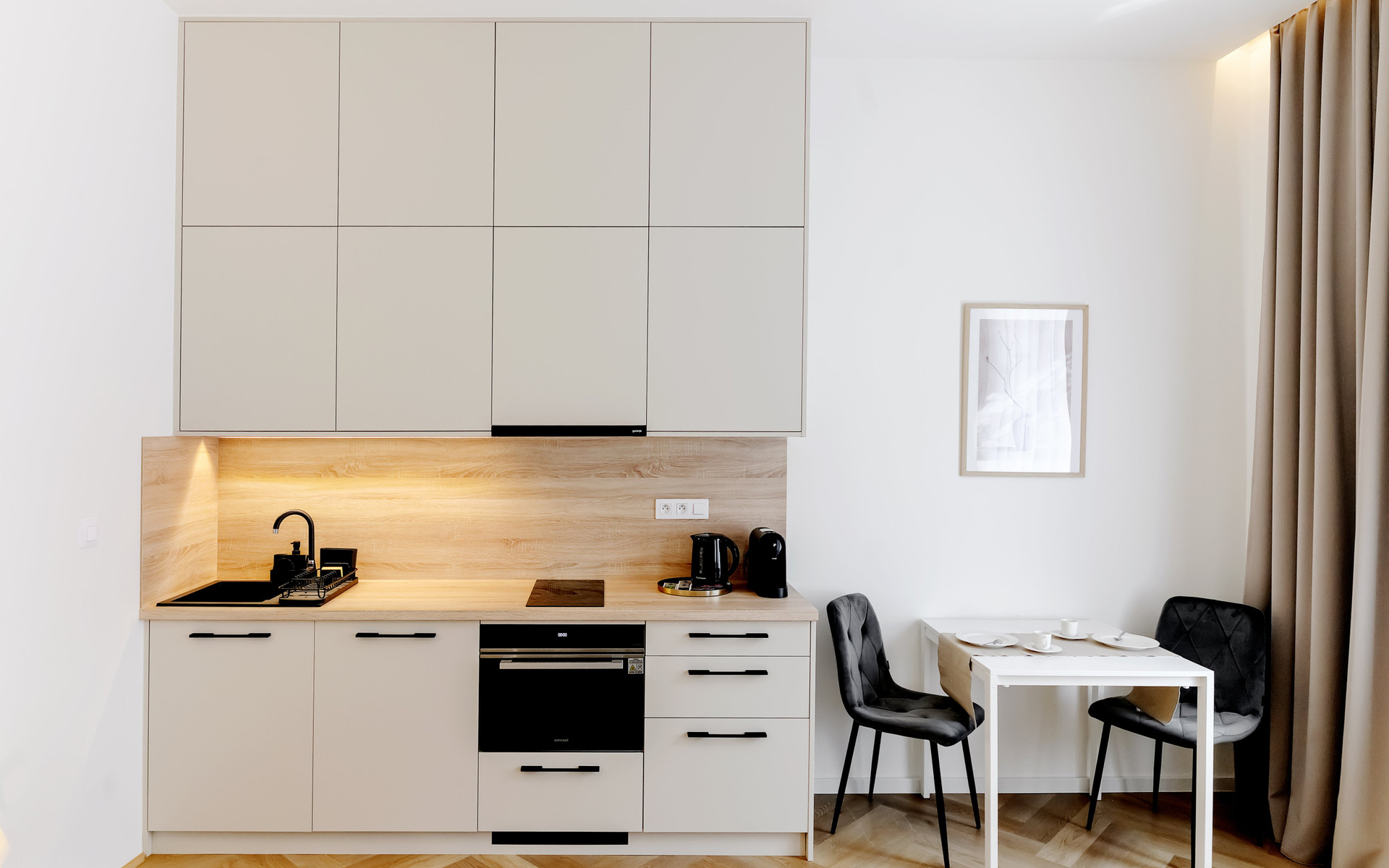 Kitchen with dining table and chairs