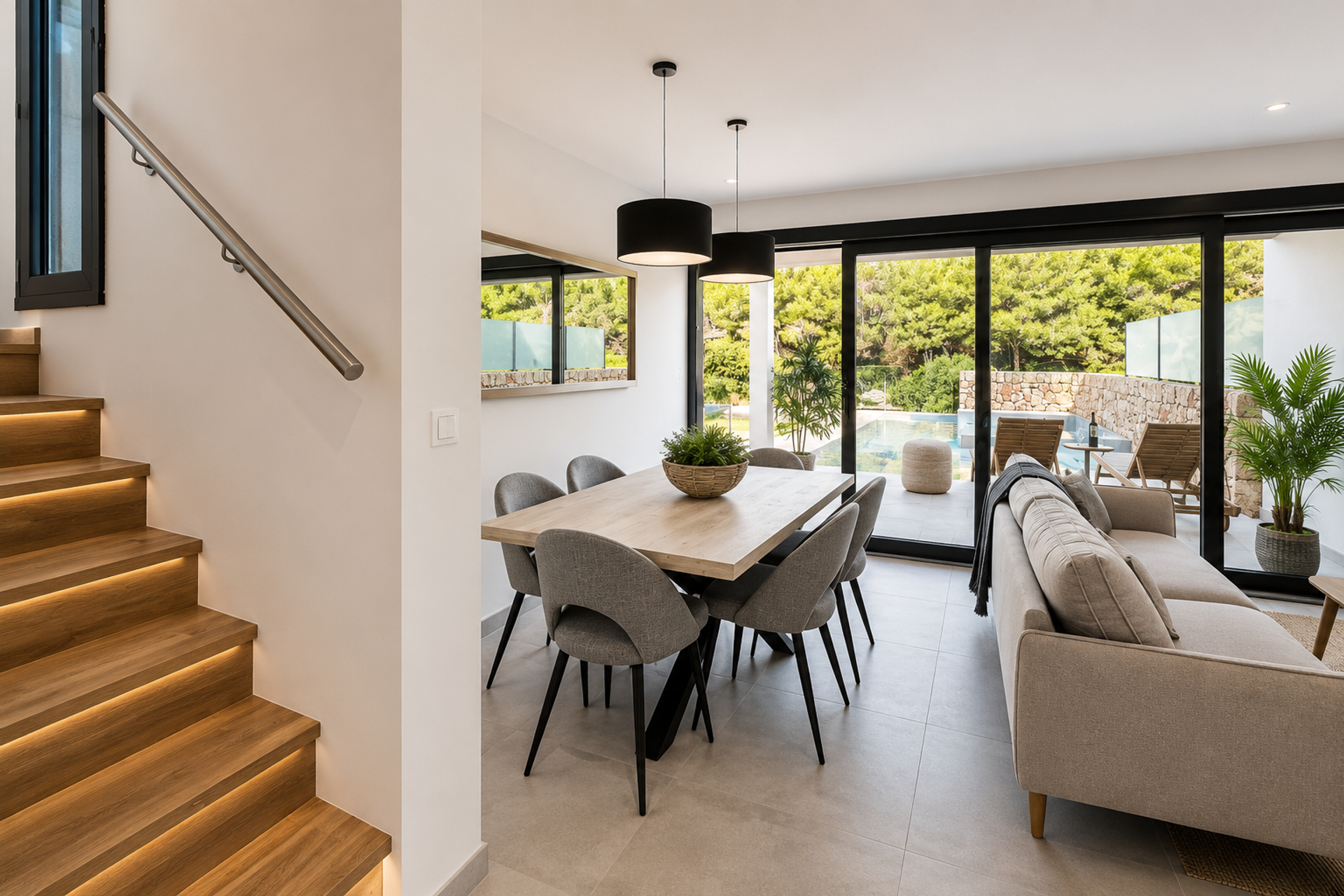 Dining area open to living room