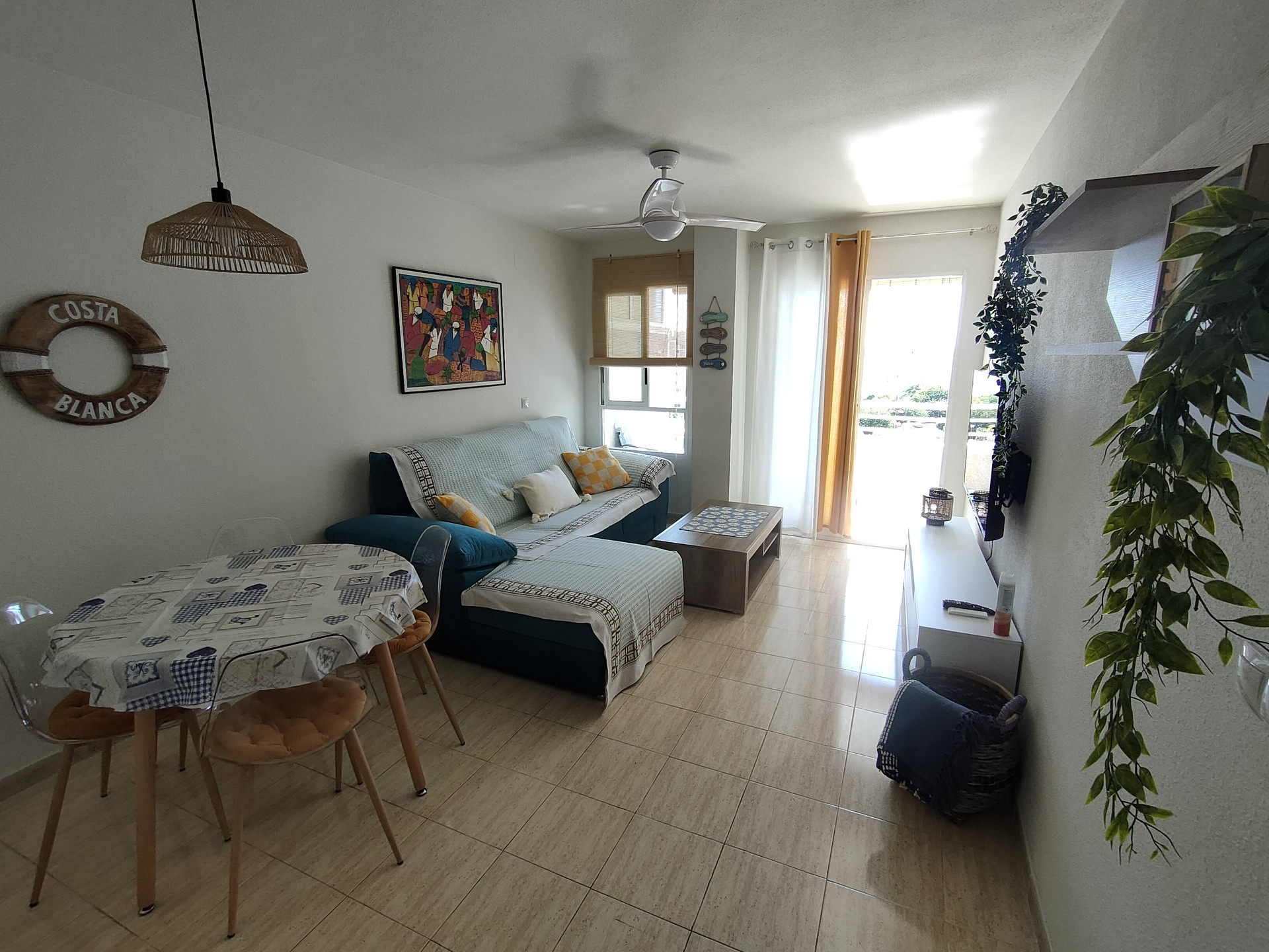 Living room with dining table