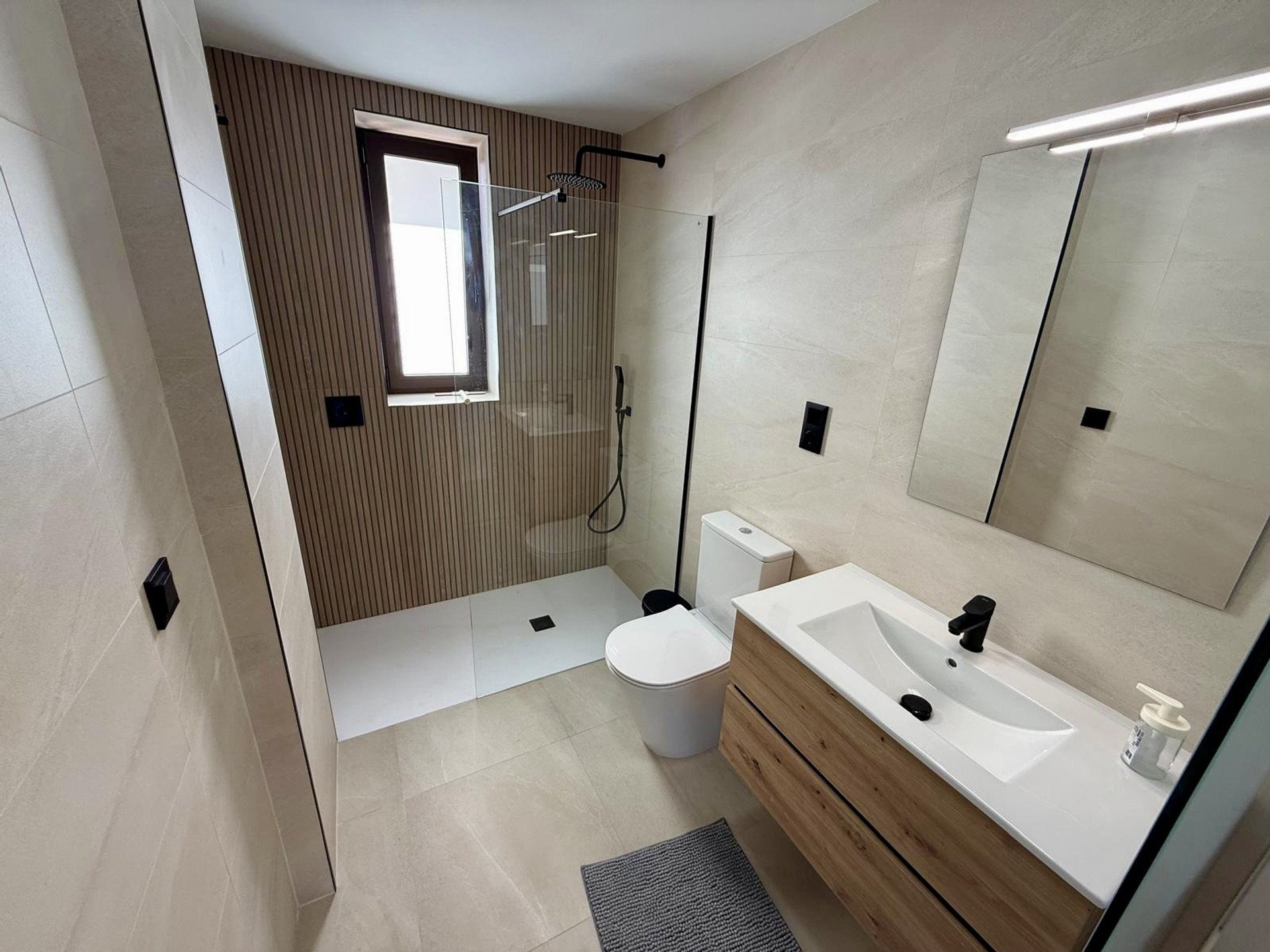Modern bathroom with walk-in shower