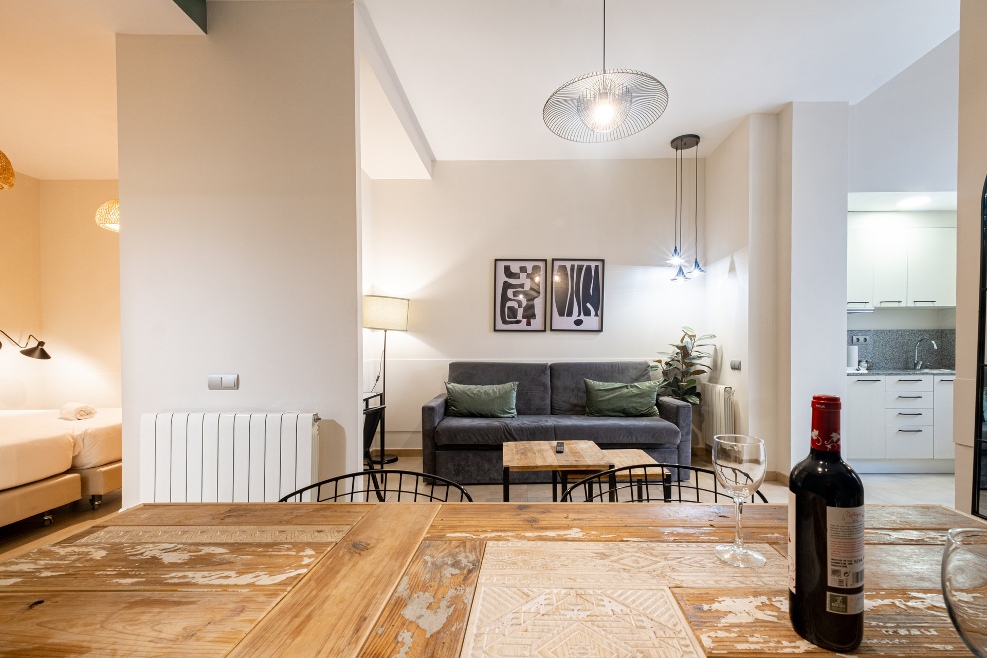 Living room with dining table
