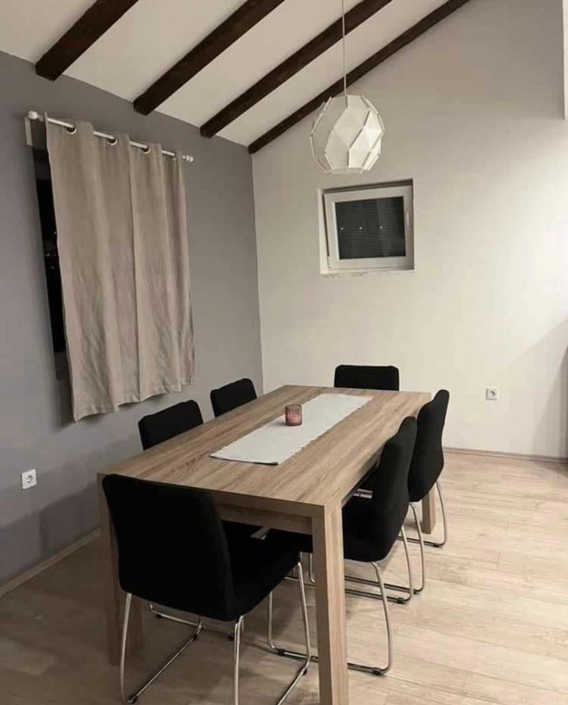 Dining area with wooden table