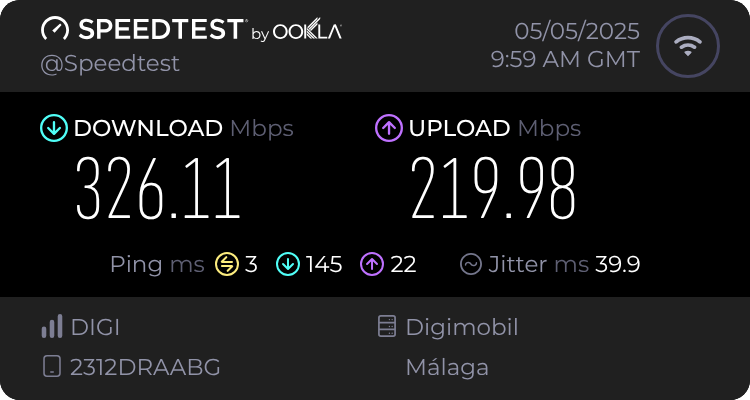 Speedtest.net result