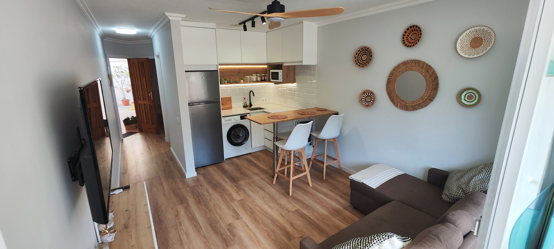 Open living space with kitchen view
