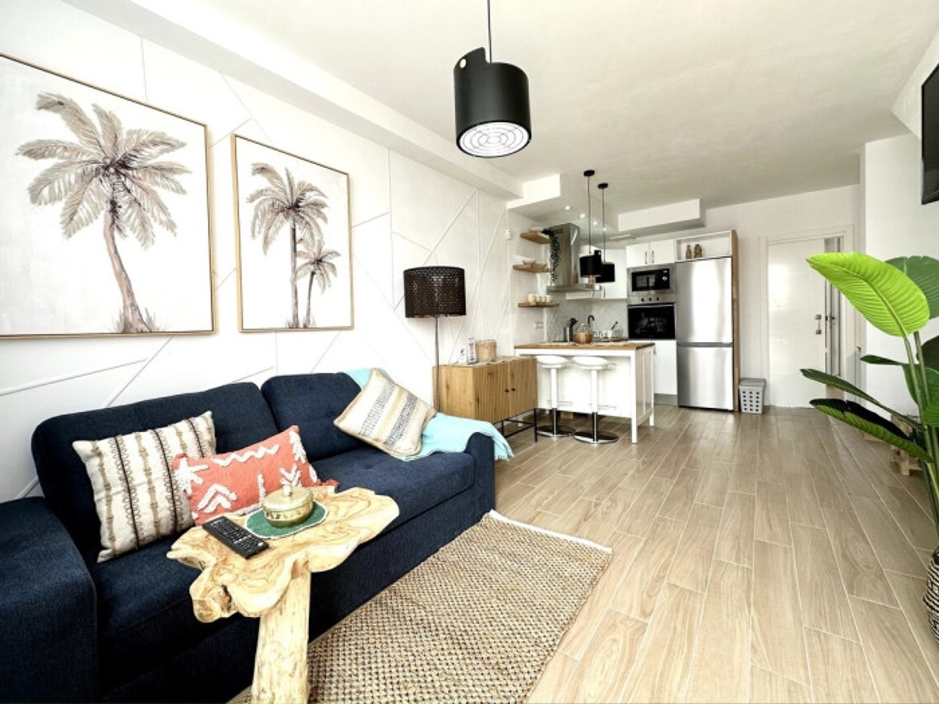 Open living room and kitchen
