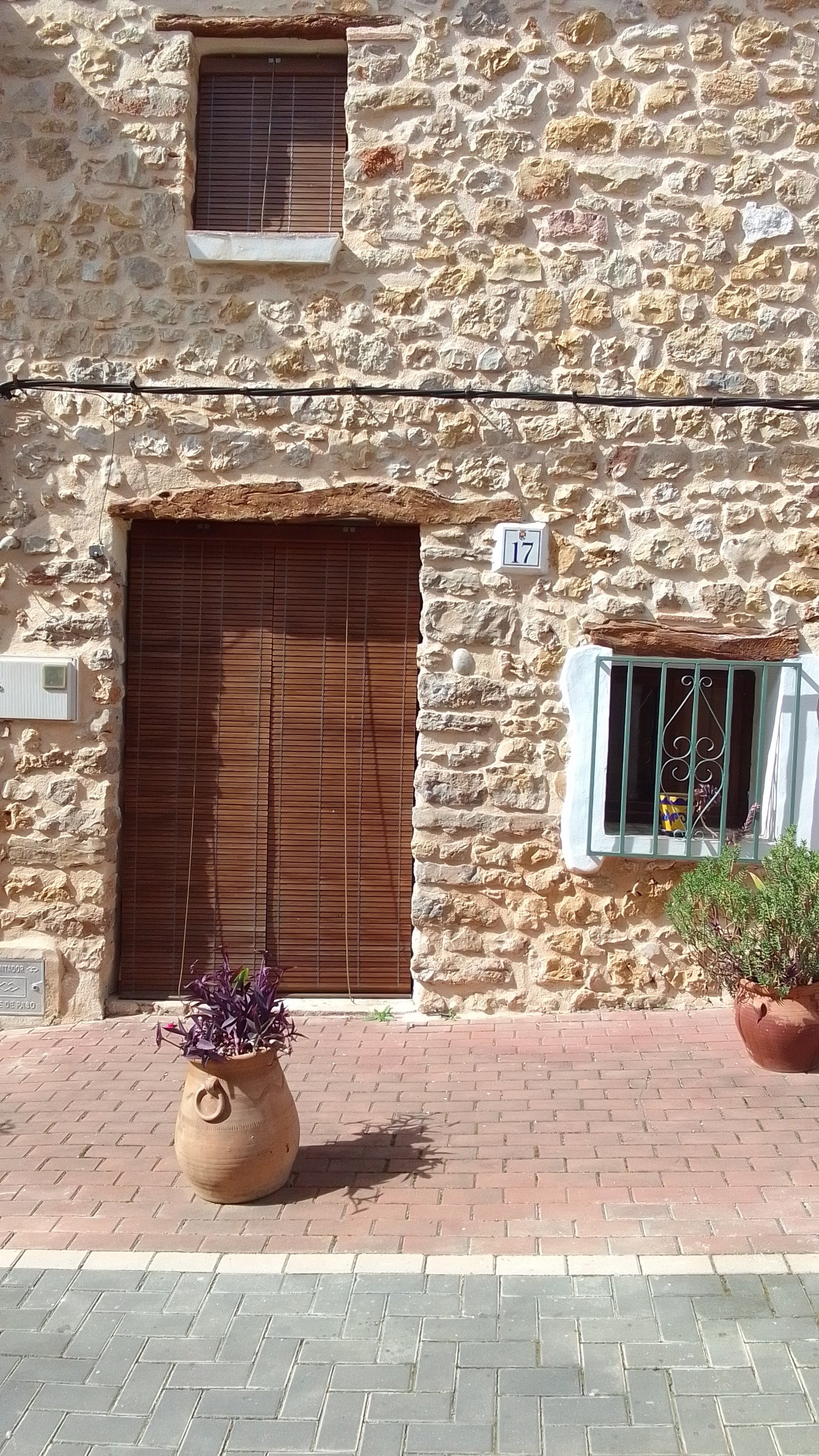 Stone facade building exterior entrance