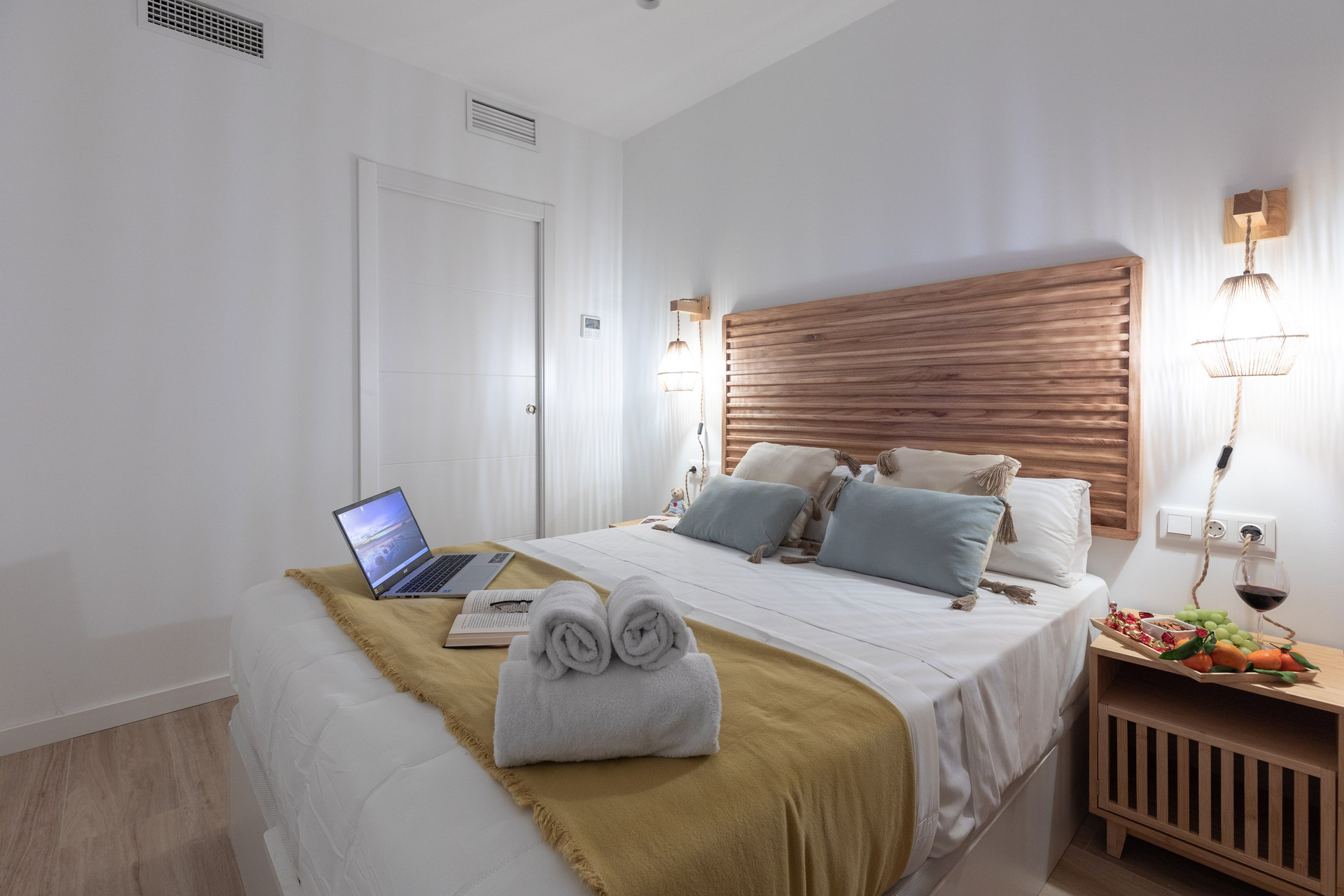 Bedroom with cozy bed setup