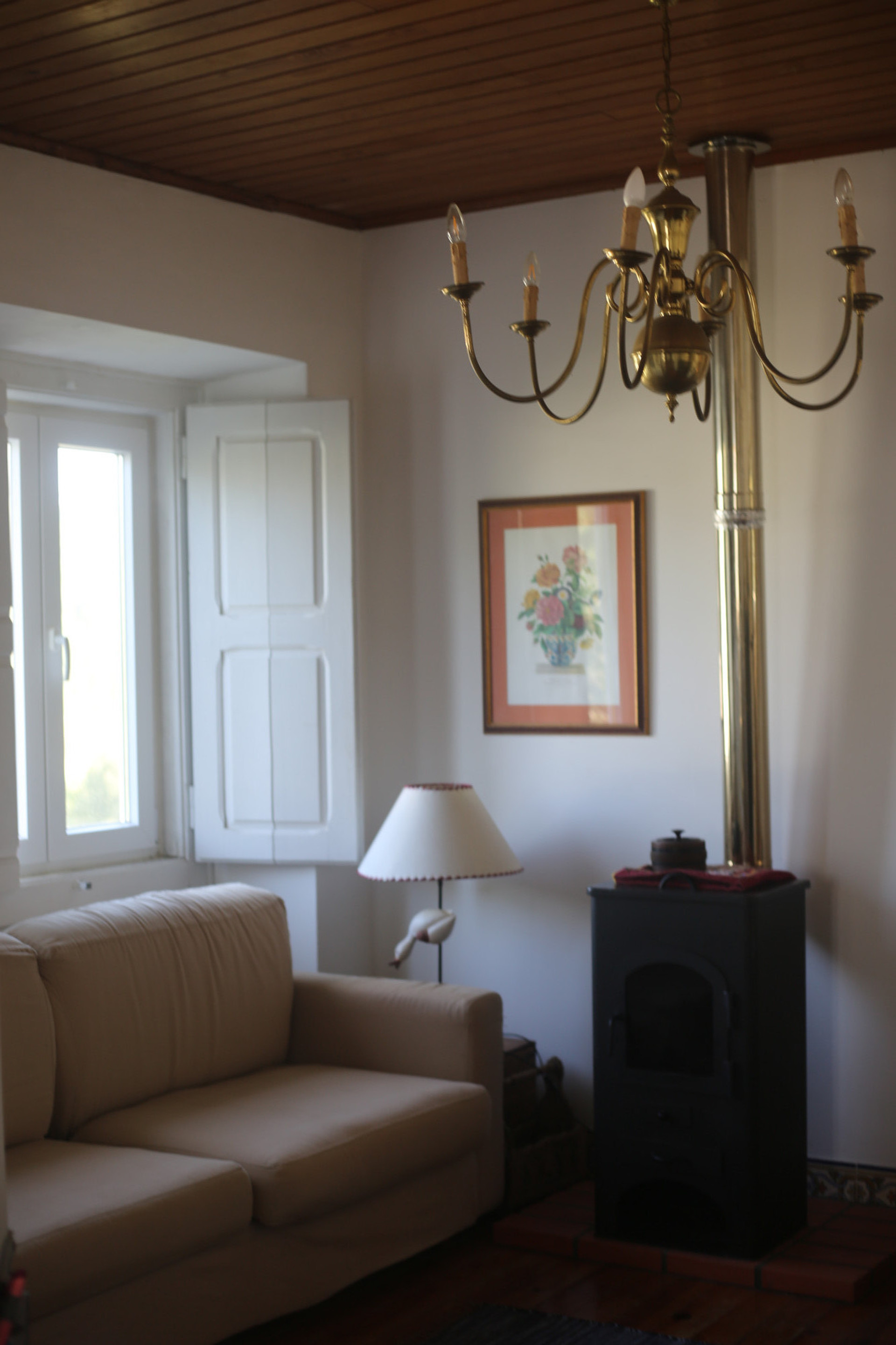 Living room with sofa-bed and fireplace